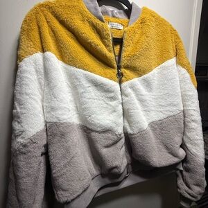 Paper Crane Yellow, White, and Gray Colorblock Jacket